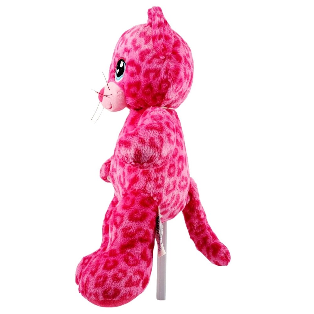 Lot of 2 Build a Bears Rainbow Hearts Kitty Cat & Hot Pink Leopard Stuffed Plush - Picture 15 of 15